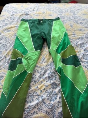 Nahmias Track Pants Vibrant Multi-Green Patchwork Pants